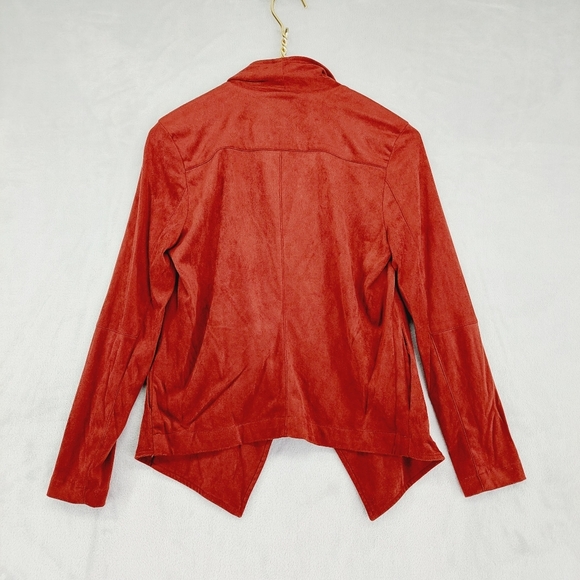 NEW BB Dakota Red CherryWood Faux Suede Open Front Lagenlook Jacket P3415 - Picture 6 of 10